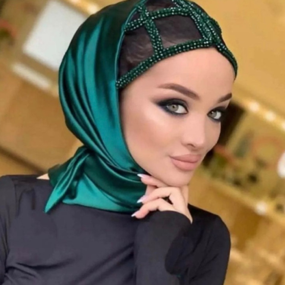 Russian style satin formal hijab headwear color Mocha